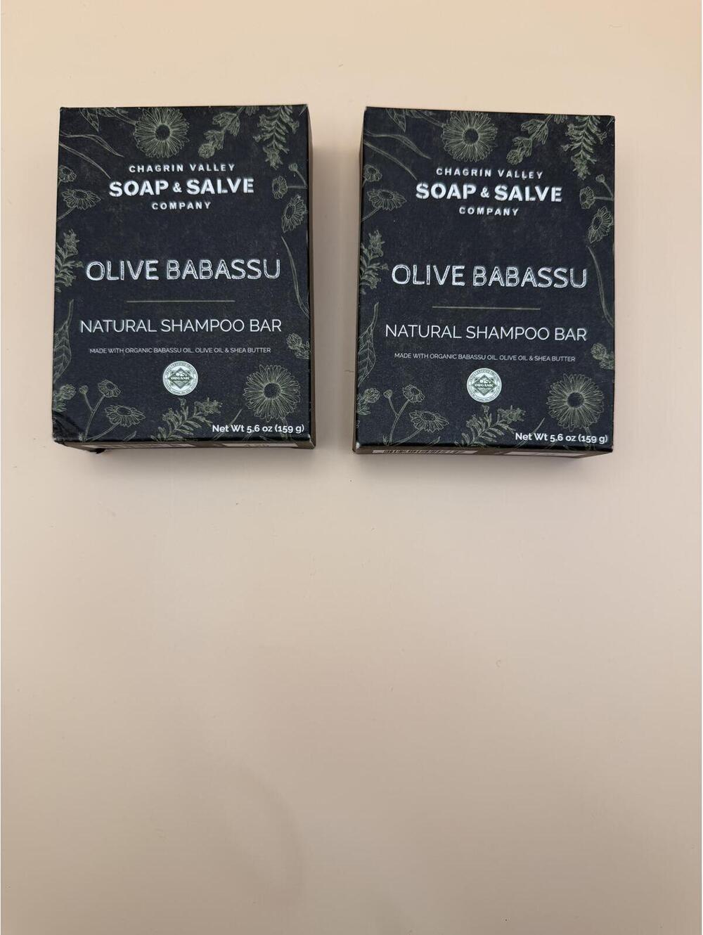 Set of 2 Chagrin Valley Olive & Babassu Shampoo Bars 5.6oz - Coconut Free - NEW